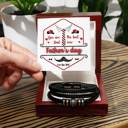 Vegan Leather Bracelet, Love You Forever Dad, Engraved - YERTIZZ.COM