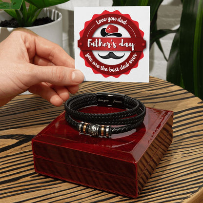 Love You Forever, Men's Engraved Vegan Leather Bracelet, Father, Husband, Son, Dad - YERTIZZ.COM