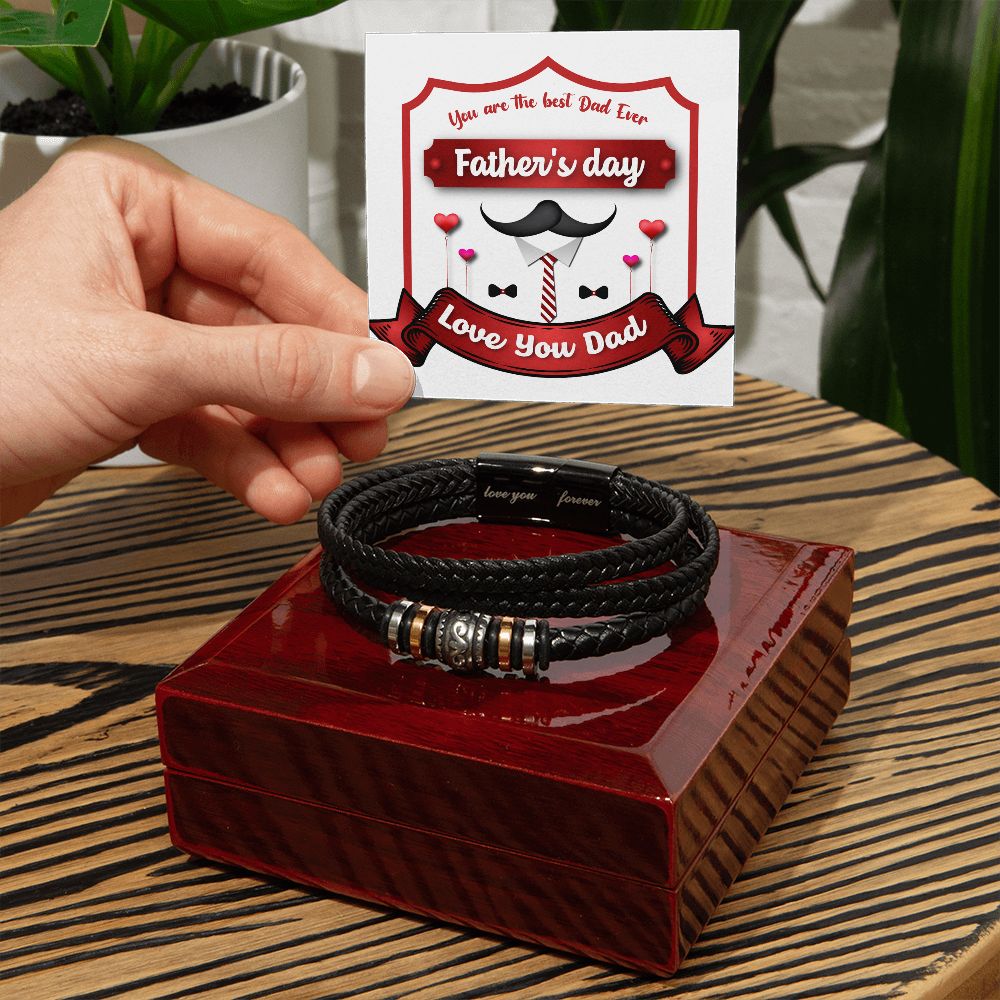 Vegan Leather Bracelet, Love You Forever Dad, Engraved - YERTIZZ.COM