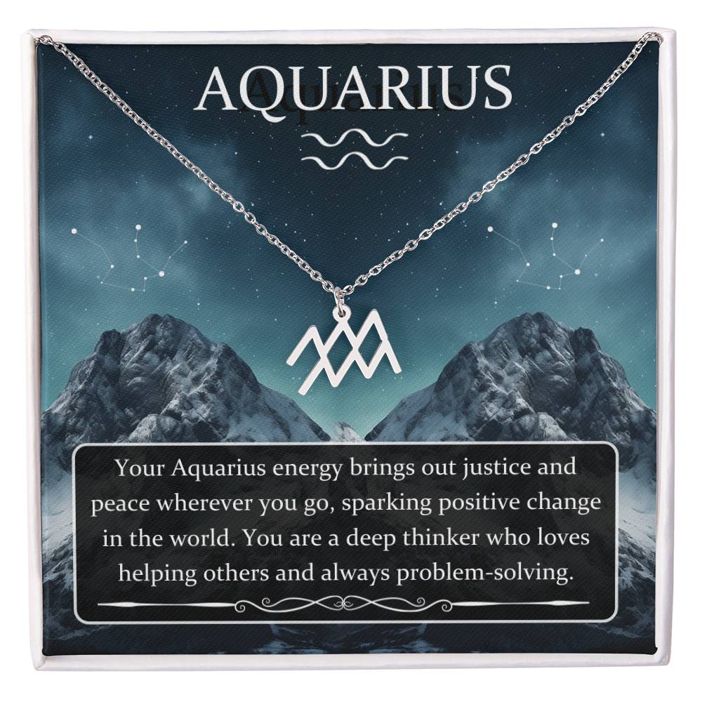Aquarius, Zodiac, Sign, Astrological Pendant, Necklace - YERTIZZ.COM