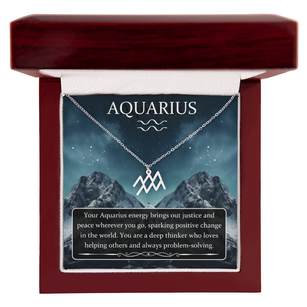 Aquarius, Zodiac, Sign, Astrological Pendant, Necklace - YERTIZZ.COM