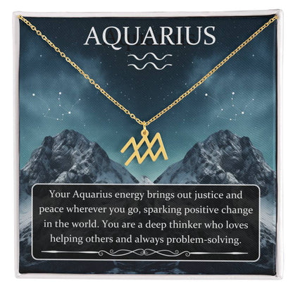 Aquarius, Zodiac, Sign, Astrological Pendant, Necklace - YERTIZZ.COM