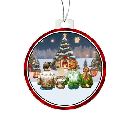 Acrylic, Christmas Ornament, Family, Sat Around Tree - YERTIZZ.COM