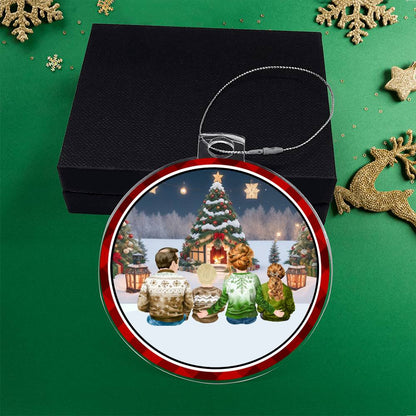 Acrylic, Christmas Ornament, Family, Sat Around Tree - YERTIZZ.COM