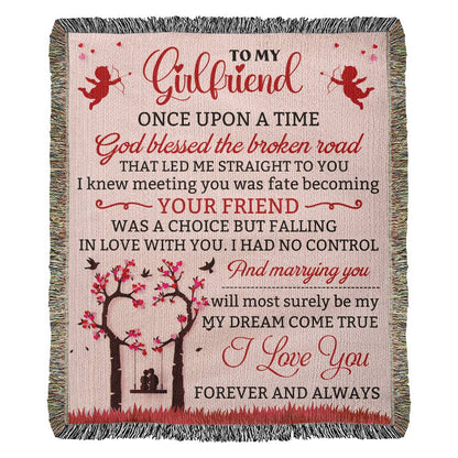 Heirloom Woven Blanket-Portrait, To My Girlfriend, I Love You - YERTIZZ.COM