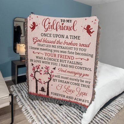 Heirloom Woven Blanket-Portrait, To My Girlfriend, I Love You - YERTIZZ.COM
