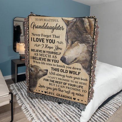Heirloom Woven Blanket, To My Beautiful Granddaughter, Never Forget - YERTIZZ.COM