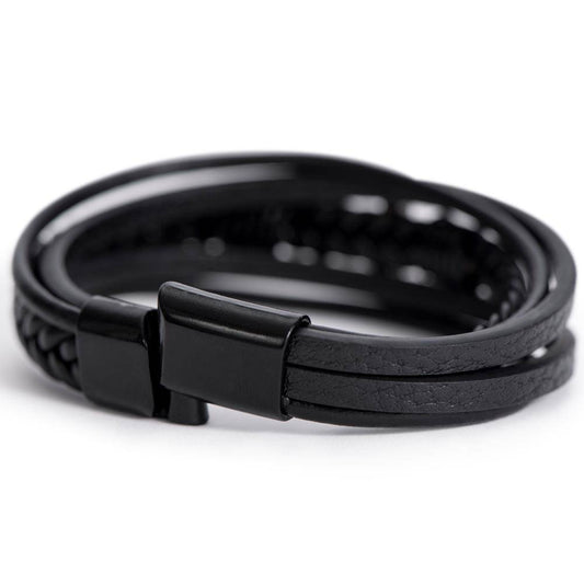 Men's Cross Leather Bracelet, To My Boyfriend, I Love You, Valentine's Day - YERTIZZ.COM