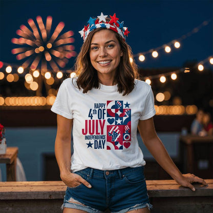 Happy Independence Day-Bella + Canvas 3001 Unisex-Jersey Tee Front Print - YERTIZZ.COM