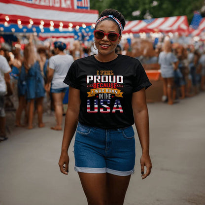 I Was Born USA-Bella + Canvas 3001 Unisex-Jersey Tee Front Print - YERTIZZ.COM