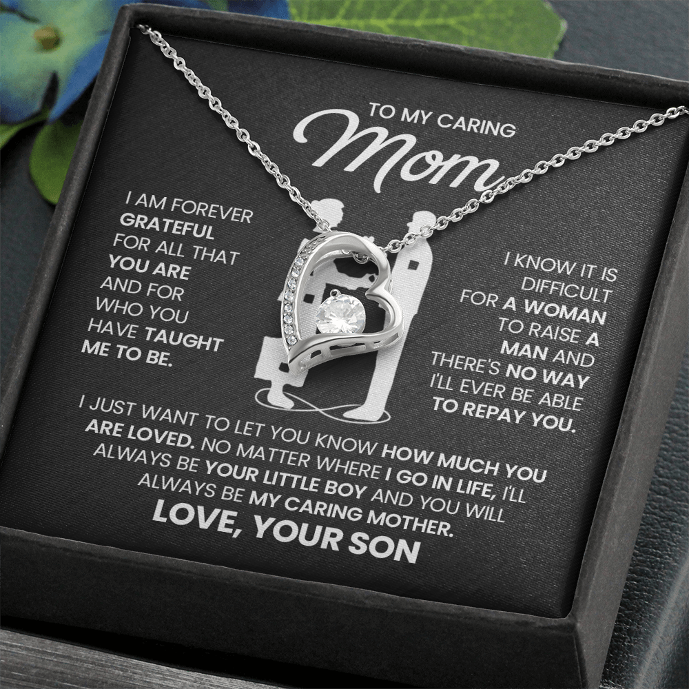 to my caring mom necklace from son message gift