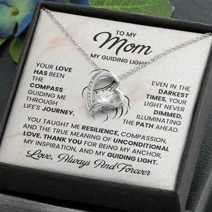 To My Mom Necklace – My Guiding Light Heart Pendant Gift | Emotional Love Always & Forever Jewelry