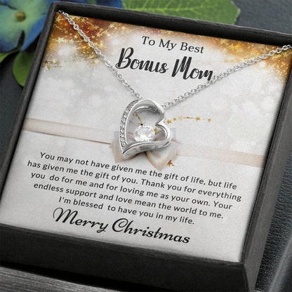 To My Best Bonus Mom - Christmas Gift - Forever Love Necklace