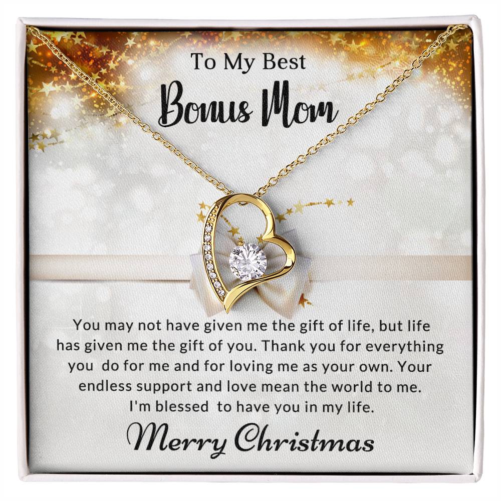 To My Best Bonus Mom - Christmas Gift - Forever Love Necklace