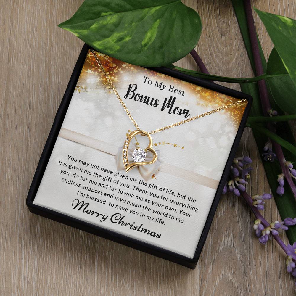 To My Best Bonus Mom - Christmas Gift - Forever Love Necklace