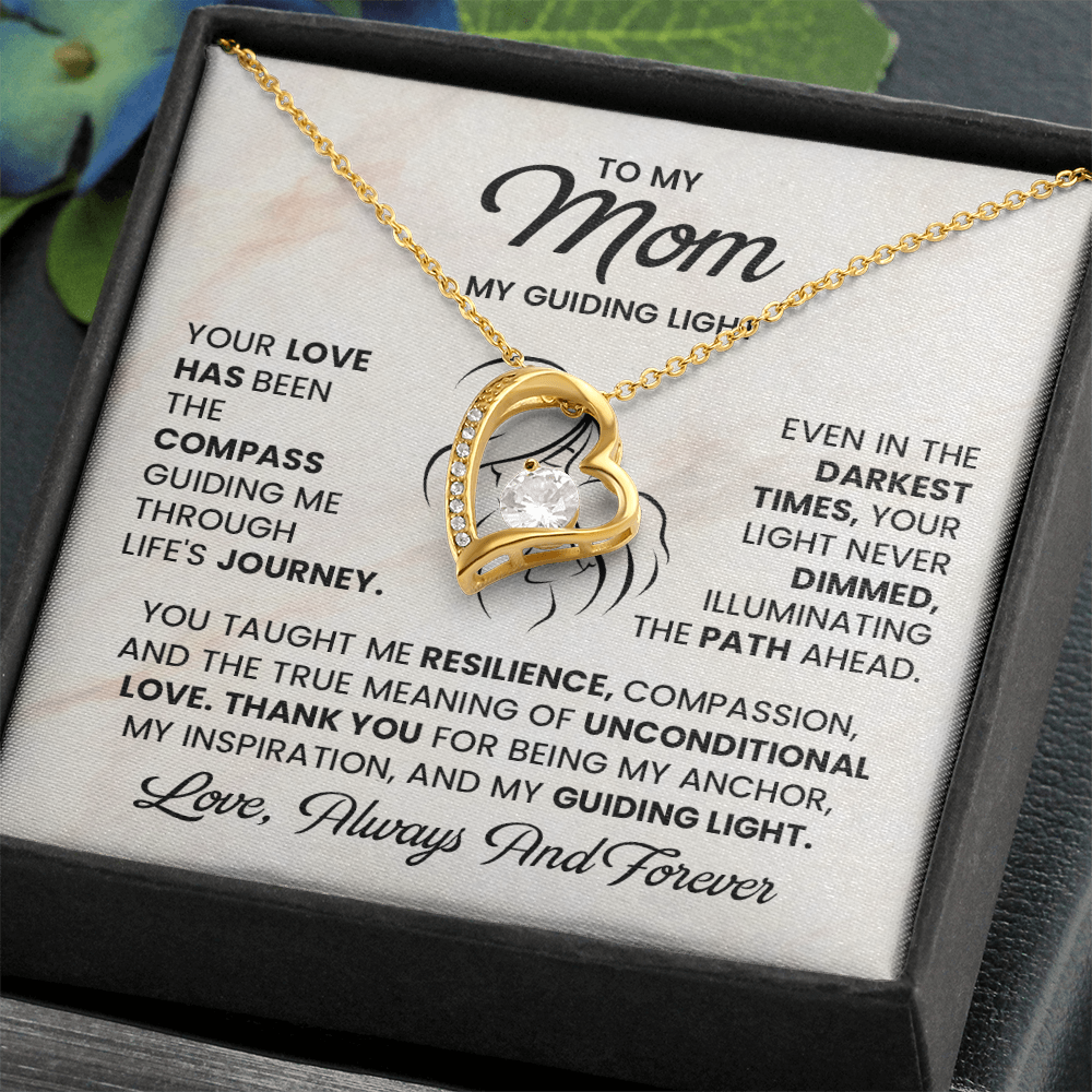 To My Mom Necklace – My Guiding Light Heart Pendant Gift | Emotional Love Always & Forever Jewelry