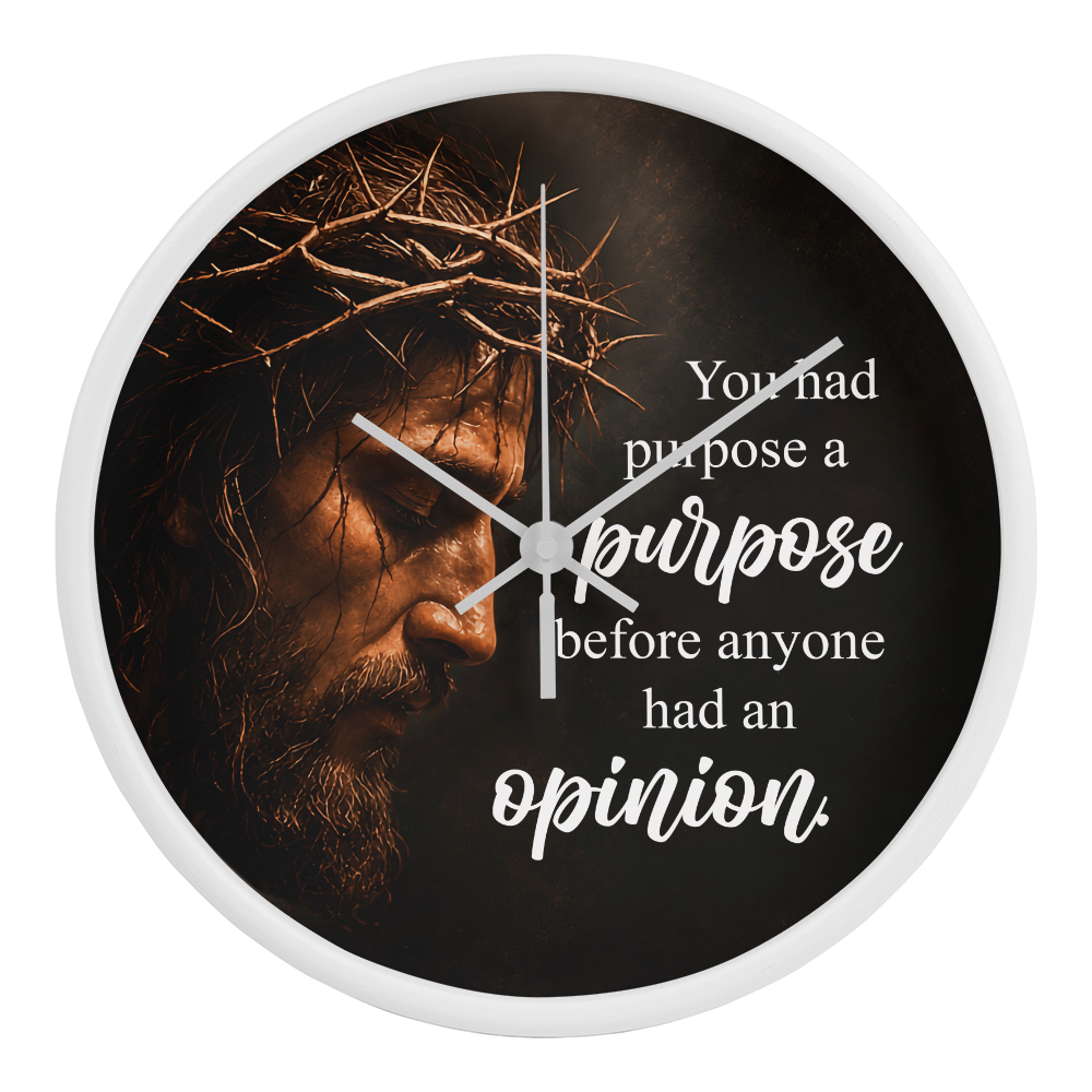 Purpose Before Opinion Christian Wall Clock – Inspirational Jesus Wall Clock | Christian Faith Wall Decor | Religious Home Clock
