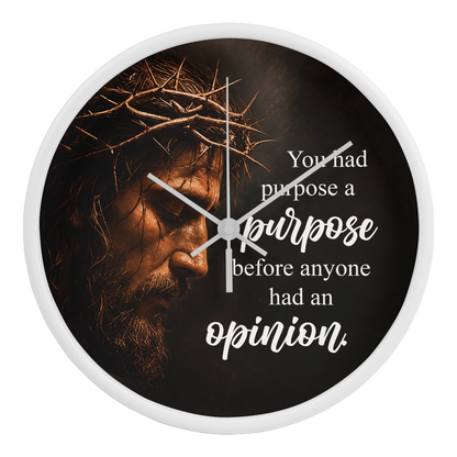 Purpose Before Opinion Christian Wall Clock – Inspirational Jesus Wall Clock | Christian Faith Wall Decor | Religious Home Clock