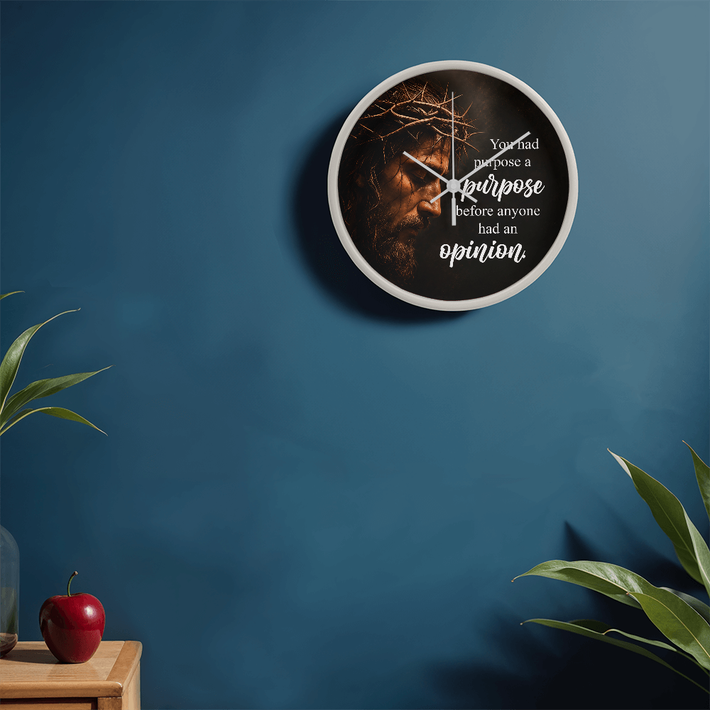 Purpose Before Opinion Christian Wall Clock – Inspirational Jesus Wall Clock | Christian Faith Wall Decor | Religious Home Clock