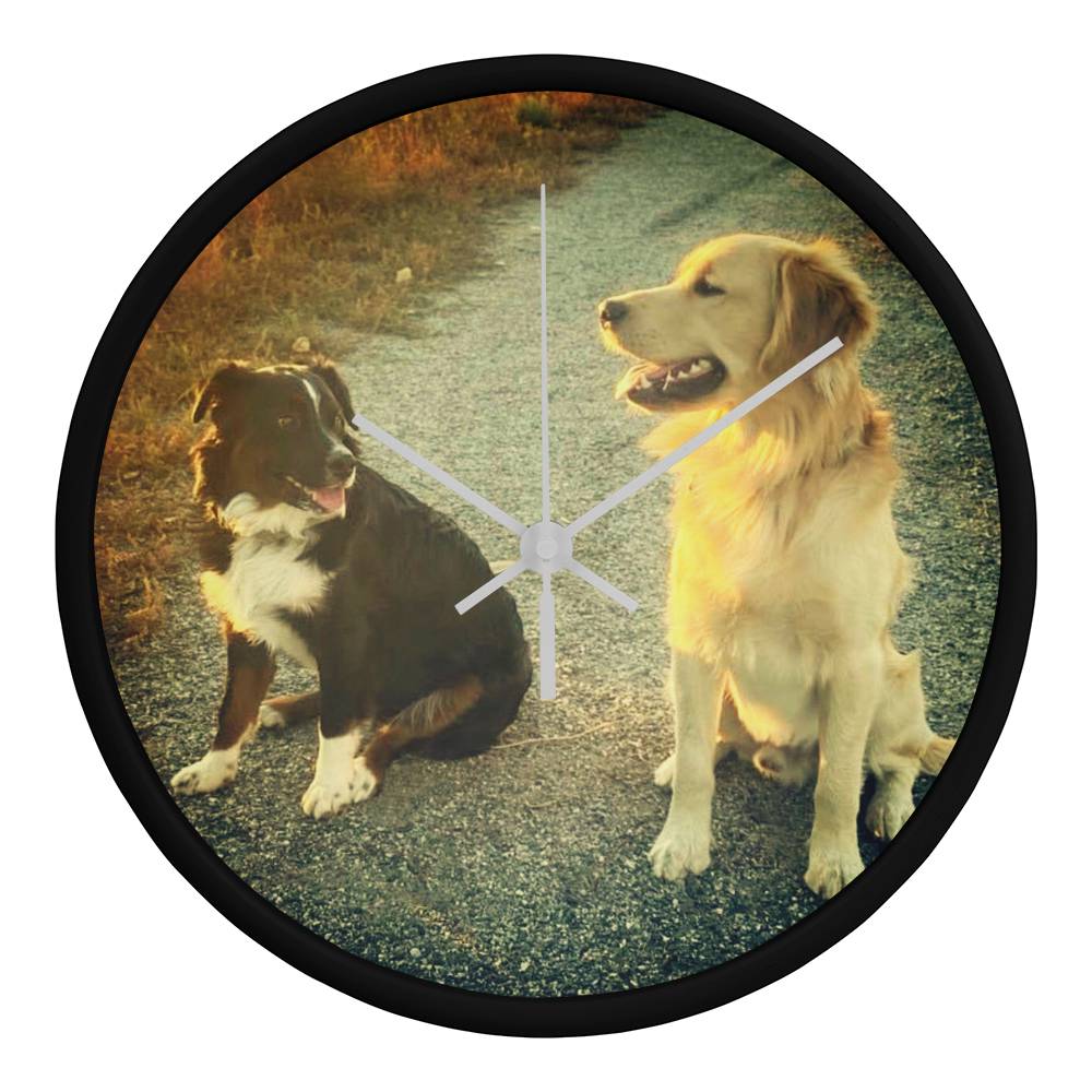 Wall Clock, Wood Frame, Doggies Picture Clock Face - YERTIZZ.COM