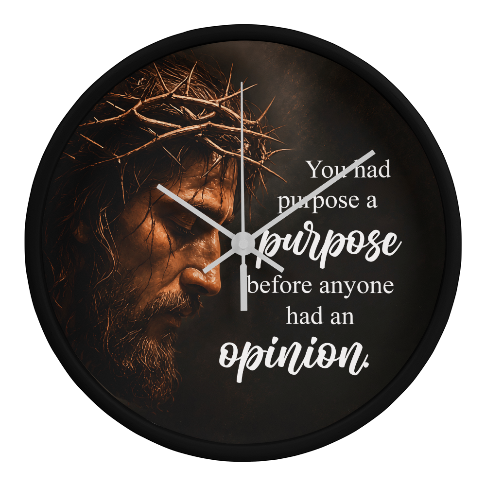Purpose Before Opinion Christian Wall Clock – Inspirational Jesus Wall Clock | Christian Faith Wall Decor | Religious Home Clock