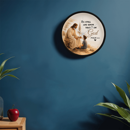 Be Still and Know That I Am God Wall Clock – Psalm 46:10 Christian Wall Clock | Inspirational Faith Home Decor