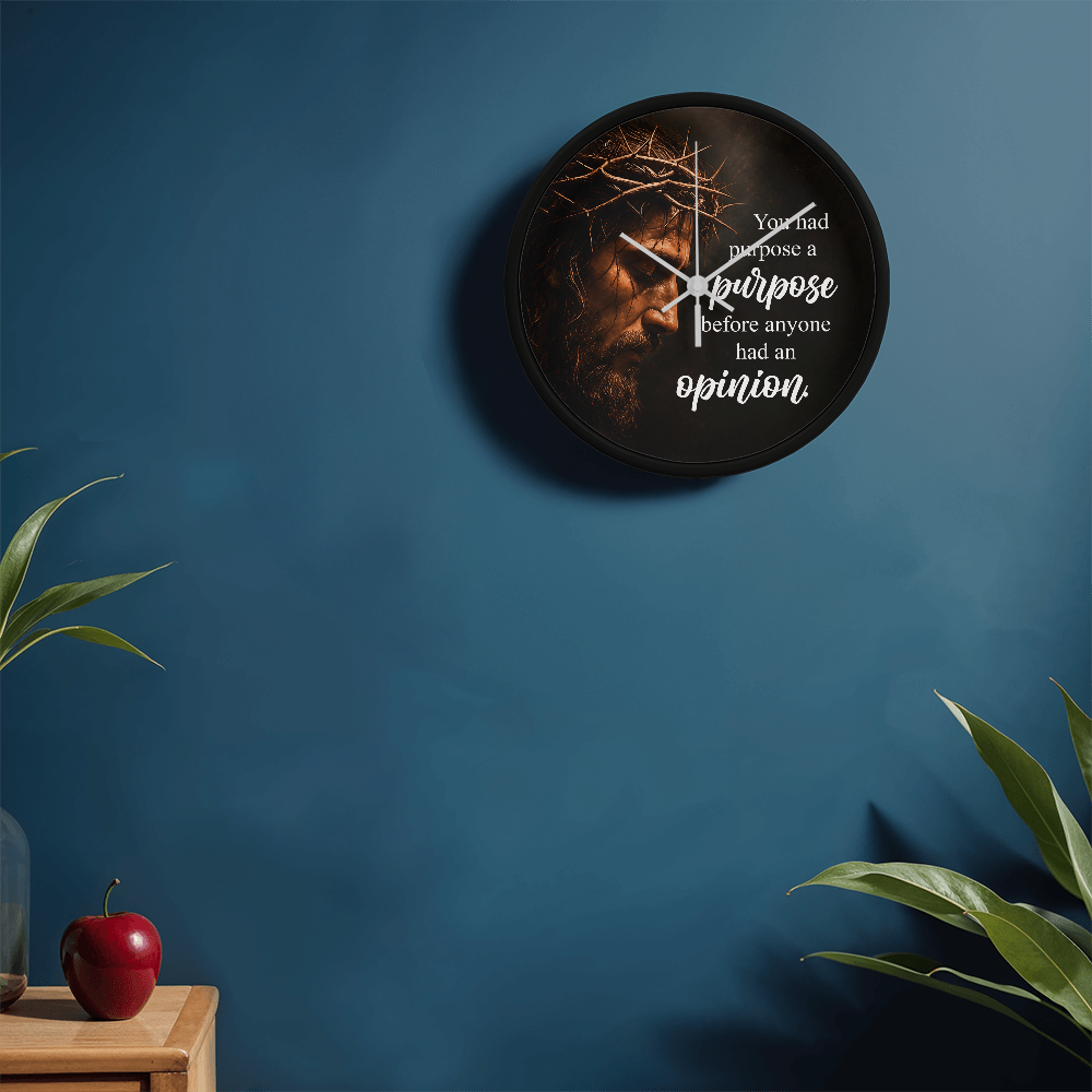 Purpose Before Opinion Christian Wall Clock – Inspirational Jesus Wall Clock | Christian Faith Wall Decor | Religious Home Clock