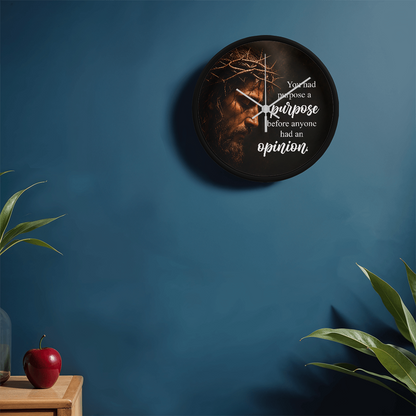 Purpose Before Opinion Christian Wall Clock – Inspirational Jesus Wall Clock | Christian Faith Wall Decor | Religious Home Clock