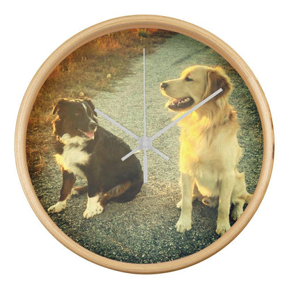 Wall Clock, Wood Frame, Doggies Picture Clock Face - YERTIZZ.COM