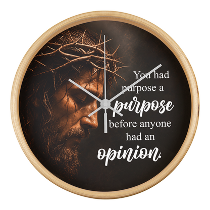 Purpose Before Opinion Christian Wall Clock – Inspirational Jesus Wall Clock | Christian Faith Wall Decor | Religious Home Clock