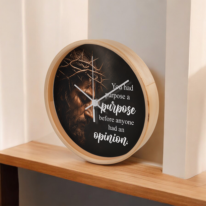 Purpose Before Opinion Christian Wall Clock – Inspirational Jesus Wall Clock | Christian Faith Wall Decor | Religious Home Clock
