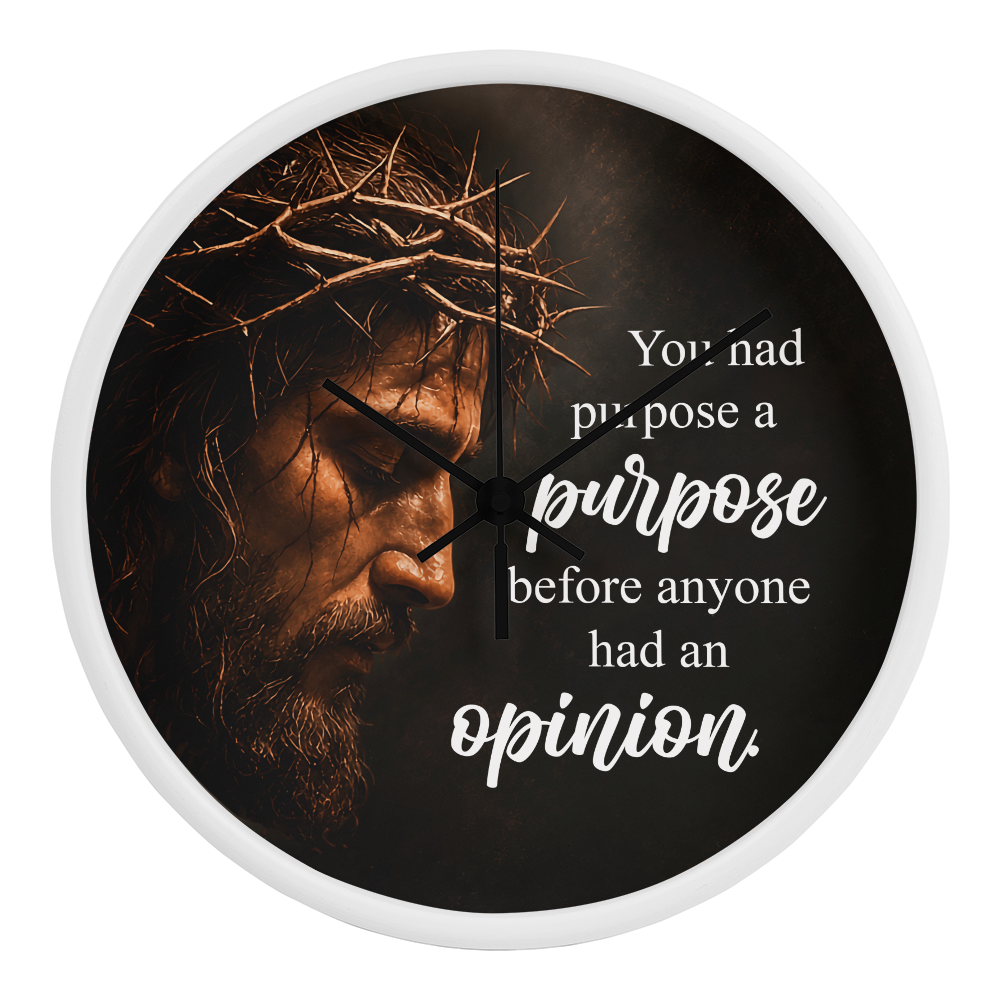 Purpose Before Opinion Christian Wall Clock – Inspirational Jesus Wall Clock | Christian Faith Wall Decor | Religious Home Clock