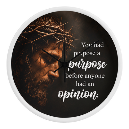 Purpose Before Opinion Christian Wall Clock – Inspirational Jesus Wall Clock | Christian Faith Wall Decor | Religious Home Clock