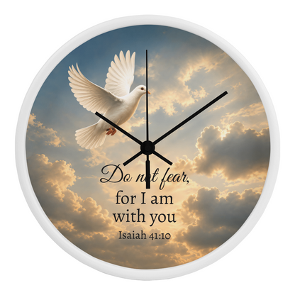 Isaiah 41:10 Christian Wall Clock – Do Not Fear for I Am With You | Dove Bible Verse Wall Clock | Inspirational Christian Home Decor