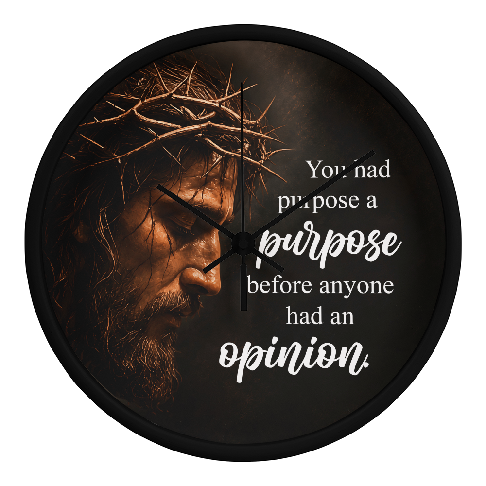 Purpose Before Opinion Christian Wall Clock – Inspirational Jesus Wall Clock | Christian Faith Wall Decor | Religious Home Clock
