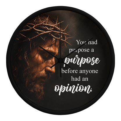 Purpose Before Opinion Christian Wall Clock – Inspirational Jesus Wall Clock | Christian Faith Wall Decor | Religious Home Clock