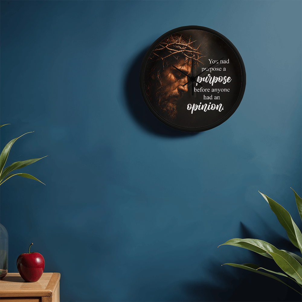 Purpose Before Opinion Christian Wall Clock – Inspirational Jesus Wall Clock | Christian Faith Wall Decor | Religious Home Clock