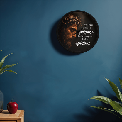 Purpose Before Opinion Christian Wall Clock – Inspirational Jesus Wall Clock | Christian Faith Wall Decor | Religious Home Clock