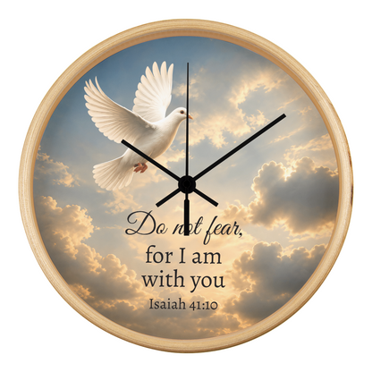 Isaiah 41:10 Christian Wall Clock – Do Not Fear for I Am With You | Dove Bible Verse Wall Clock | Inspirational Christian Home Decor