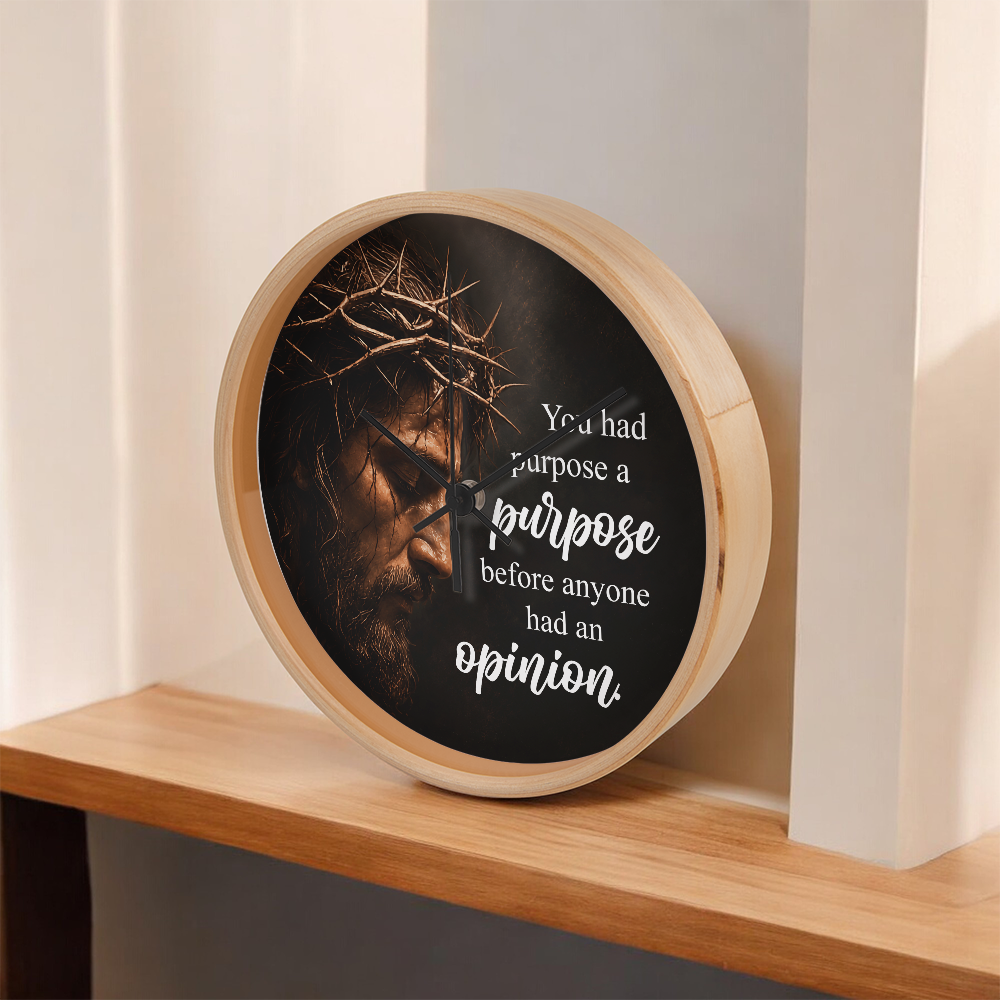 Purpose Before Opinion Christian Wall Clock – Inspirational Jesus Wall Clock | Christian Faith Wall Decor | Religious Home Clock