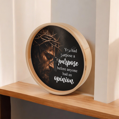 Purpose Before Opinion Christian Wall Clock – Inspirational Jesus Wall Clock | Christian Faith Wall Decor | Religious Home Clock