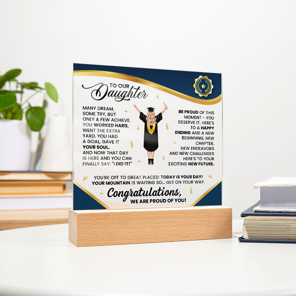 To My Daughter Graduation LED Acrylic Plaque – Personalized Graduation Gift from Parents | Class of 2026 Keepsake