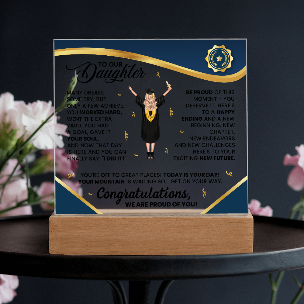 To My Daughter Graduation LED Acrylic Plaque – Personalized Graduation Gift from Parents | Class of 2026 Keepsake