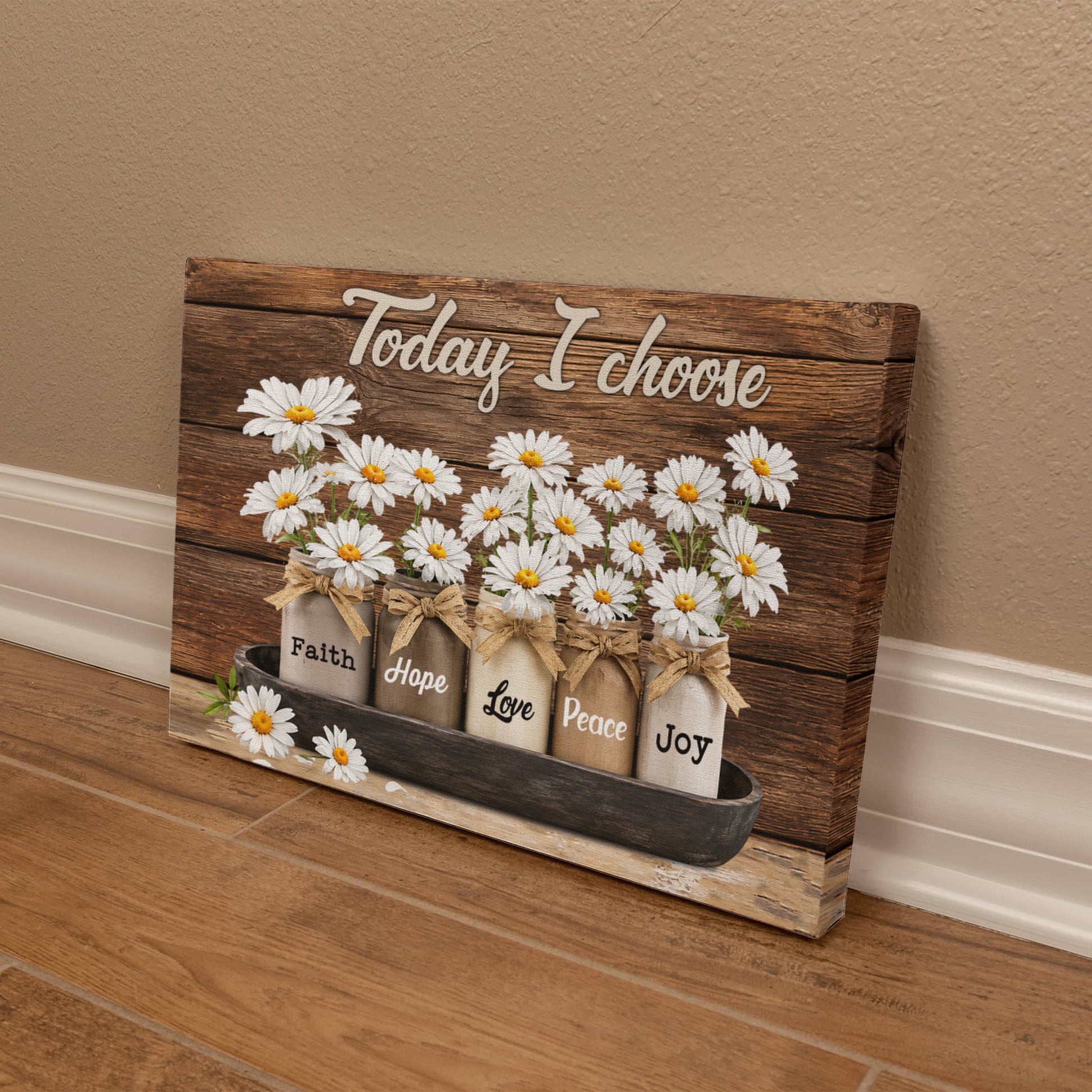 Daisy mason jar farmhouse canvas