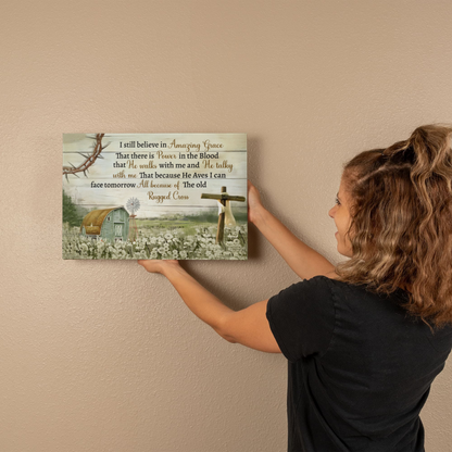 I Still Believe in Amazing Grace Christian Canvas Wall Art | Because He Lives I Can Face Tomorrow | Rustic Farmhouse Religious Decor