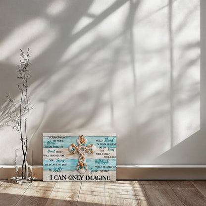 I Can Only Imagine Cross Canvas Wall Art – Inspirational Christian Coastal Decor