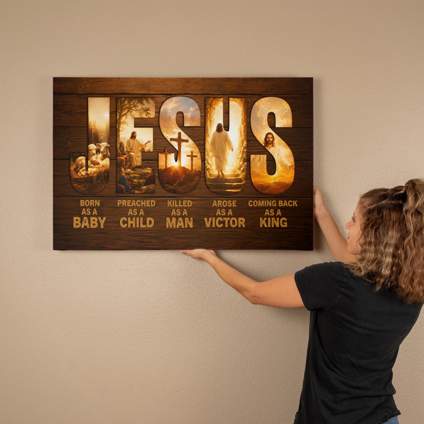 Jesus Born As A Baby Coming Back As A King canvas wall art
