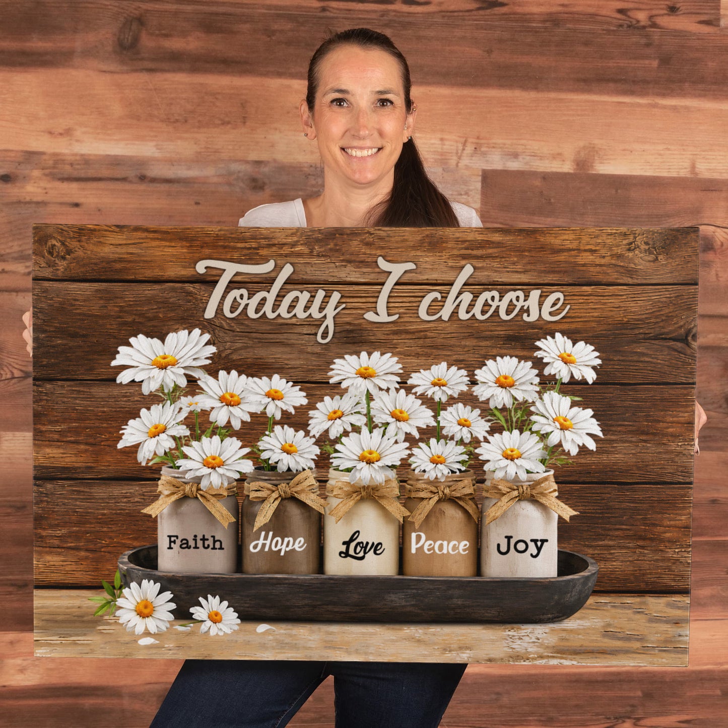 Today I Choose Faith Hope Love Peace Joy Canvas Print – Christian Wall Decor