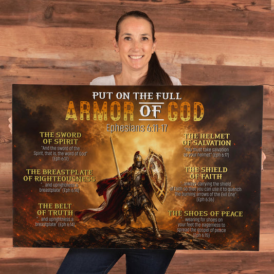 Dramatic fiery Christian battlefield wall art canvas