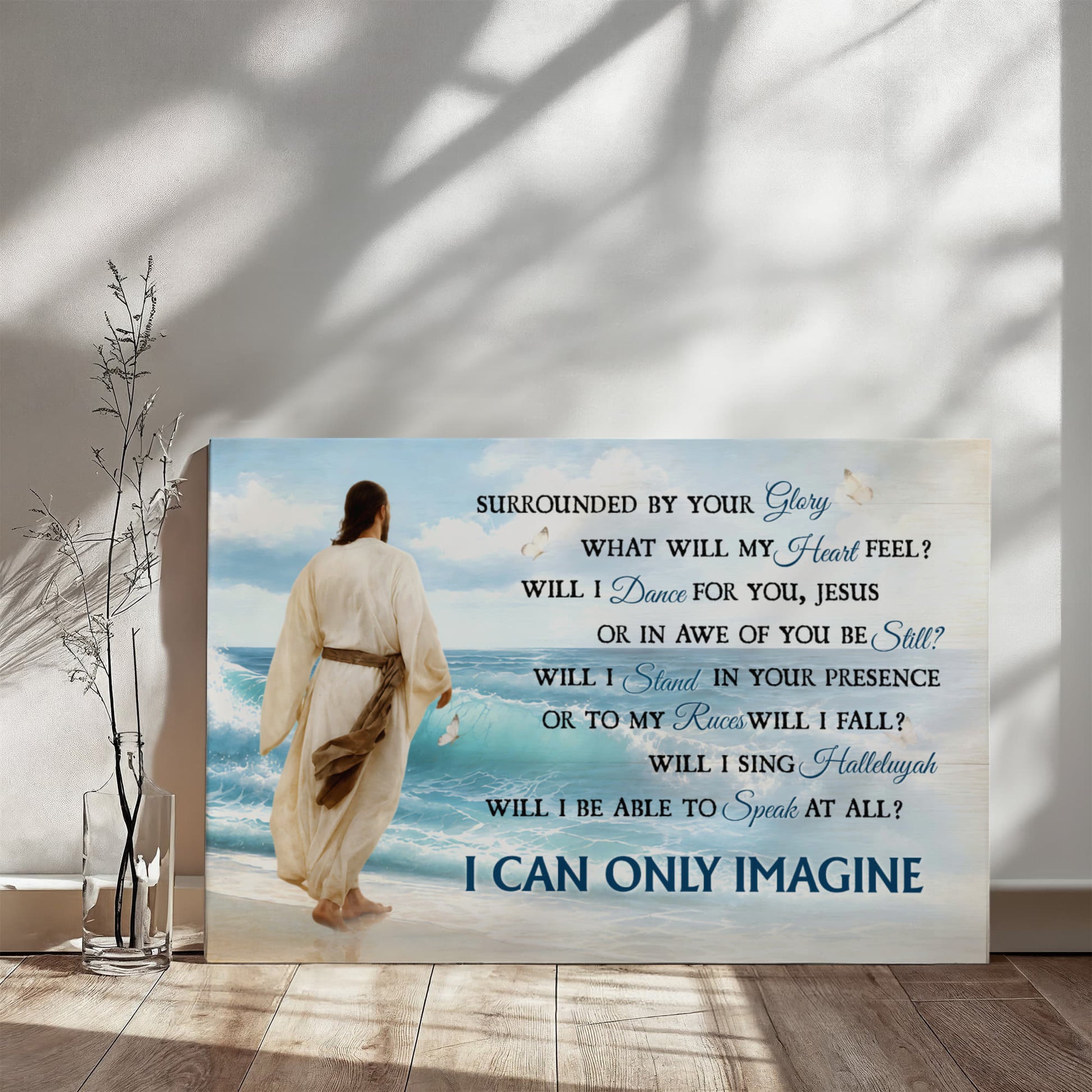 Jesus walking on the beach coastal Christian home decor